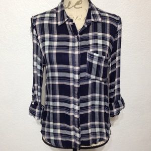 ALTAR'D STATE COLD SHOULDER PLAID SHIRT S